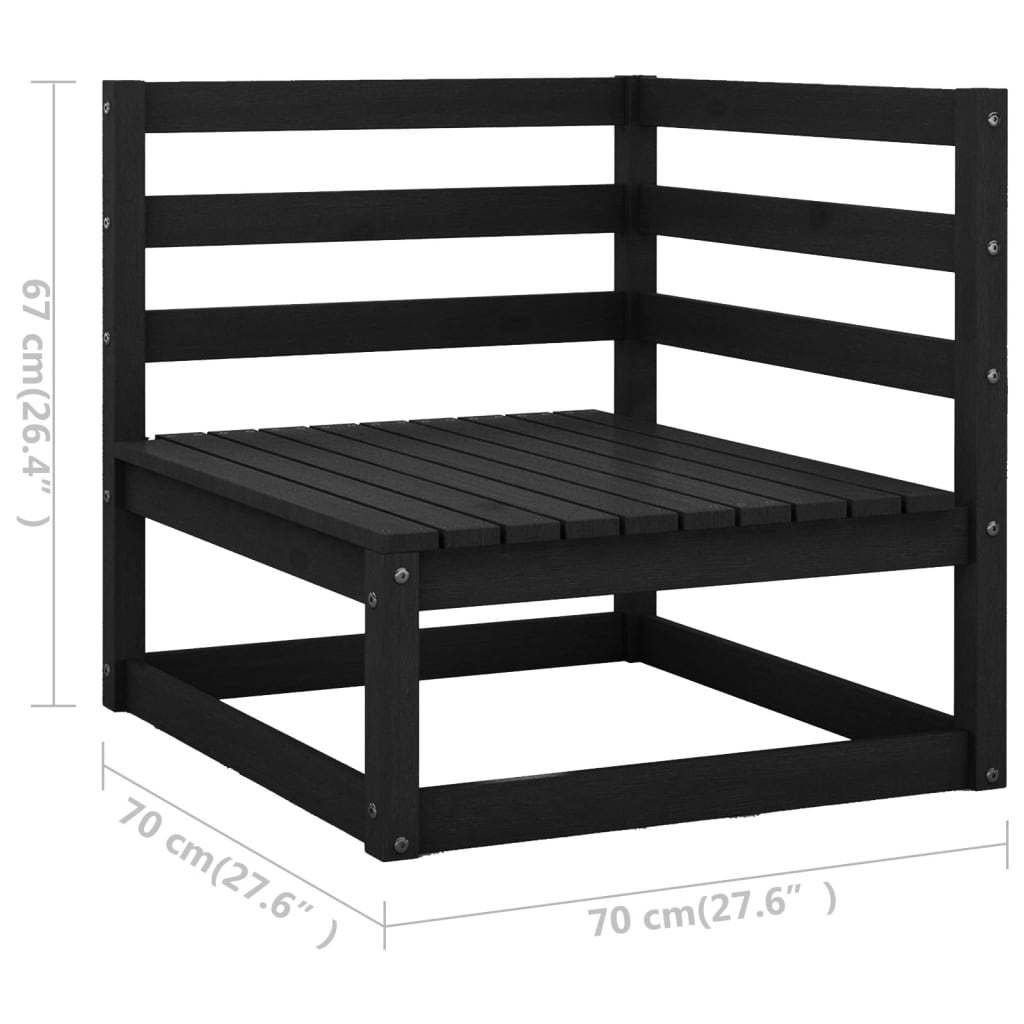 10-tlg. Garten-Lounge-Set mit Kissen Schwarz Kiefer Massivholz